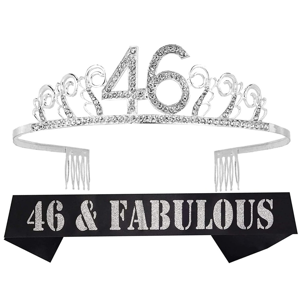 Silver Rhinestone Tiara and Sash Set